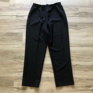Vintage Black Elastic-Waist Straight Trousers